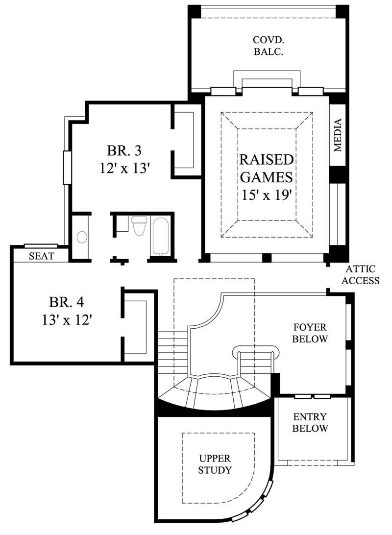 Floor Plan Second Story of Luxury Plan #134-1031