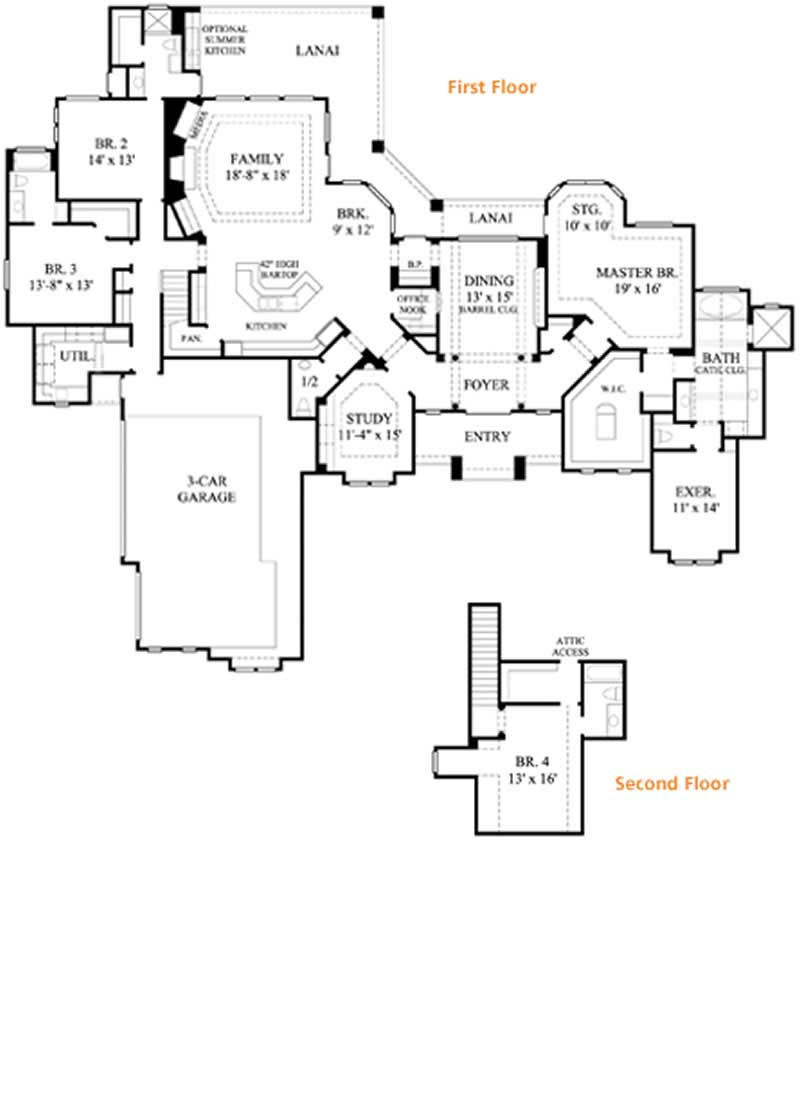 Floor Plan First Story of Farmhouse Plan #134-1032