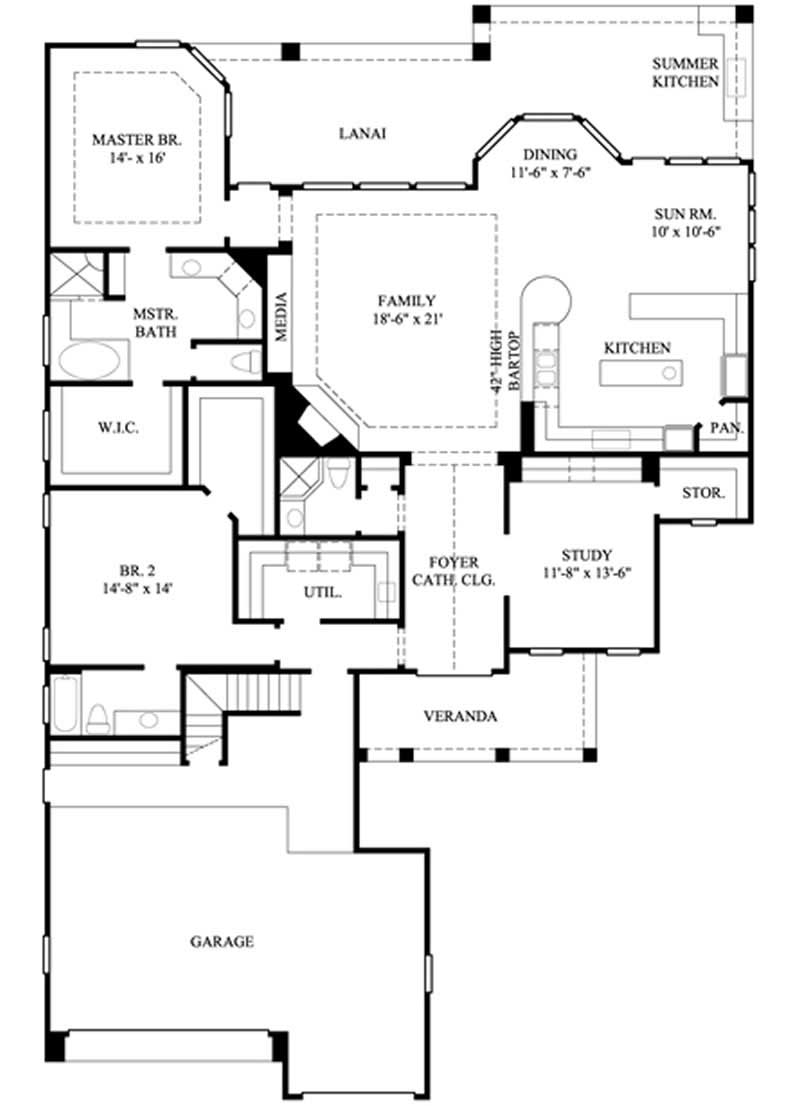 Floor Plan First Story of Ranch Plan #134-1033