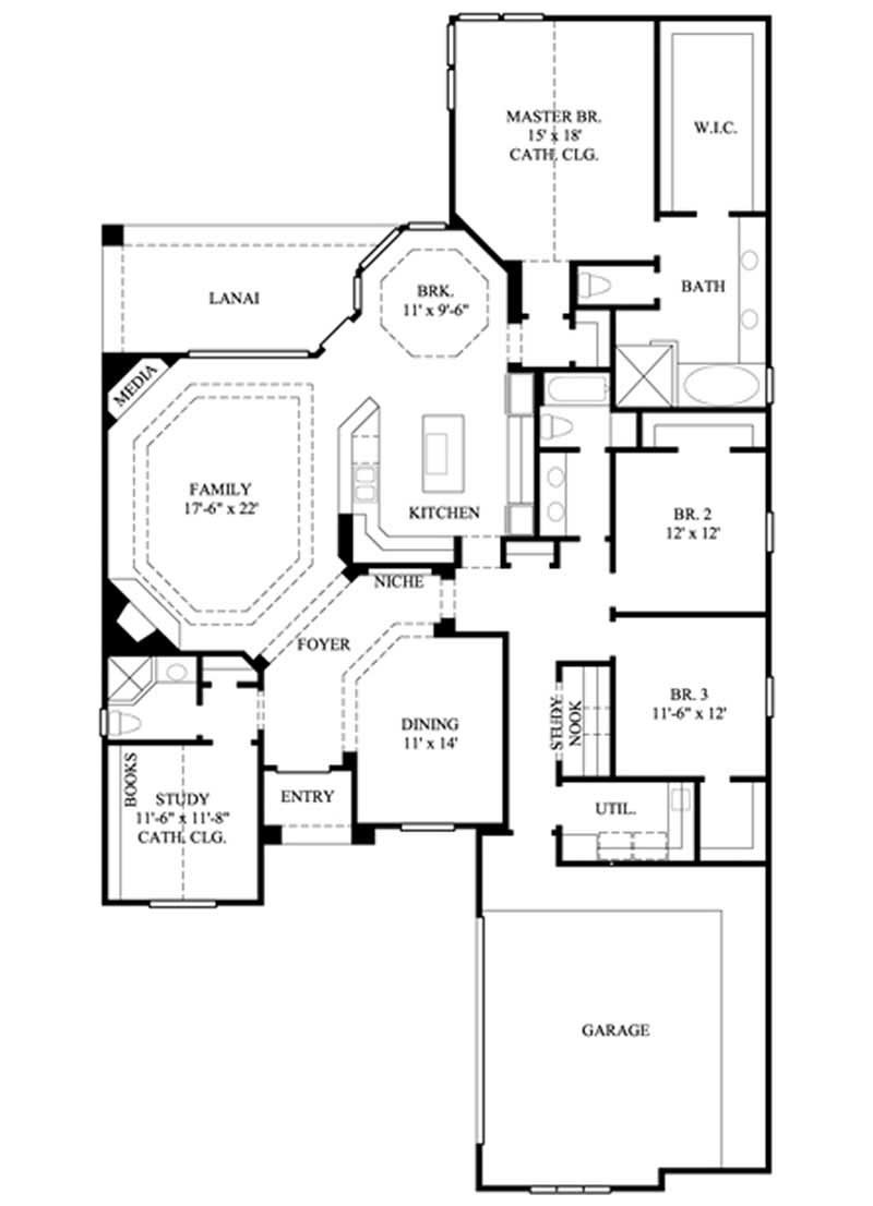 Floor Plan First Story of Mediterranean Plan #134-1034