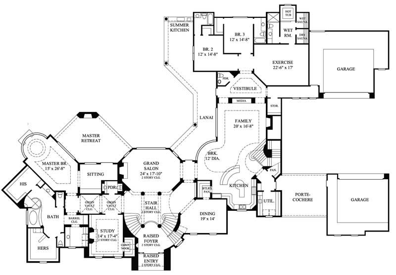 Floor Plan First Story of European Plan #134-1038