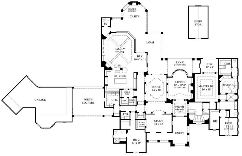 Floor Plan First Story of Traditional Plan #134-1041