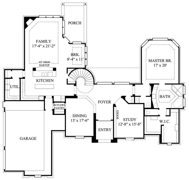Floor Plan First Story of Luxury Plan #134-1055