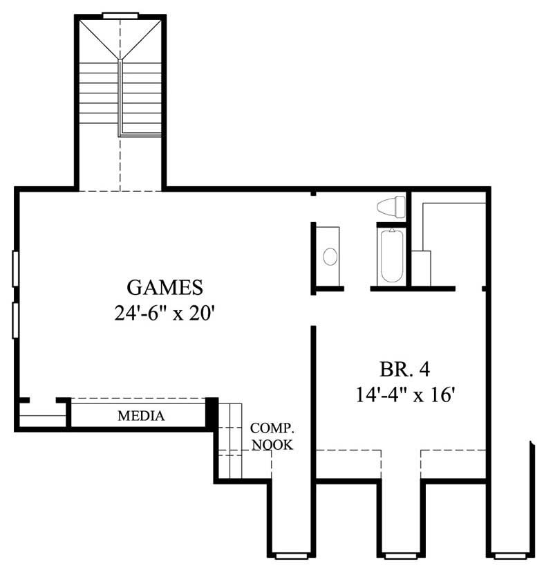 Floor Plan Second Story of Country Plan #134-1056