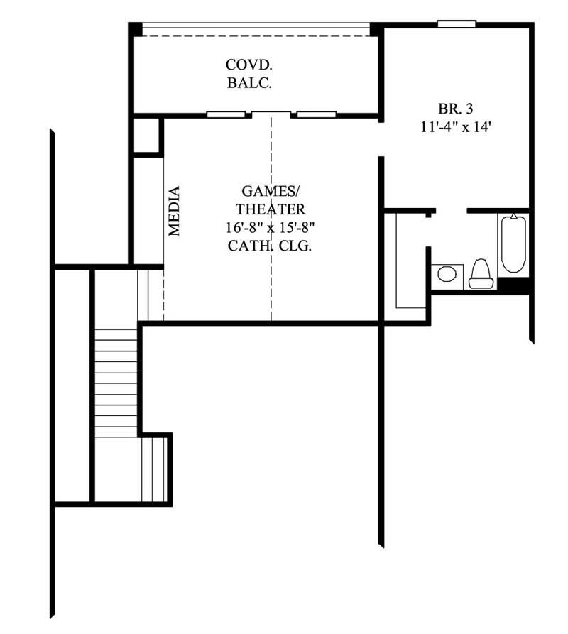 Floor Plan Second Story of Farmhouse Plan #134-1057