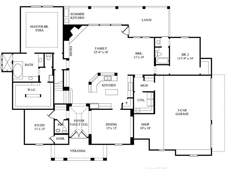 Floor Plan First Story of Farmhouse Plan #134-1057