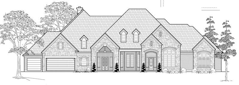 Front elevation of Luxury home (ThePlanCollection: House Plan #134-1058)