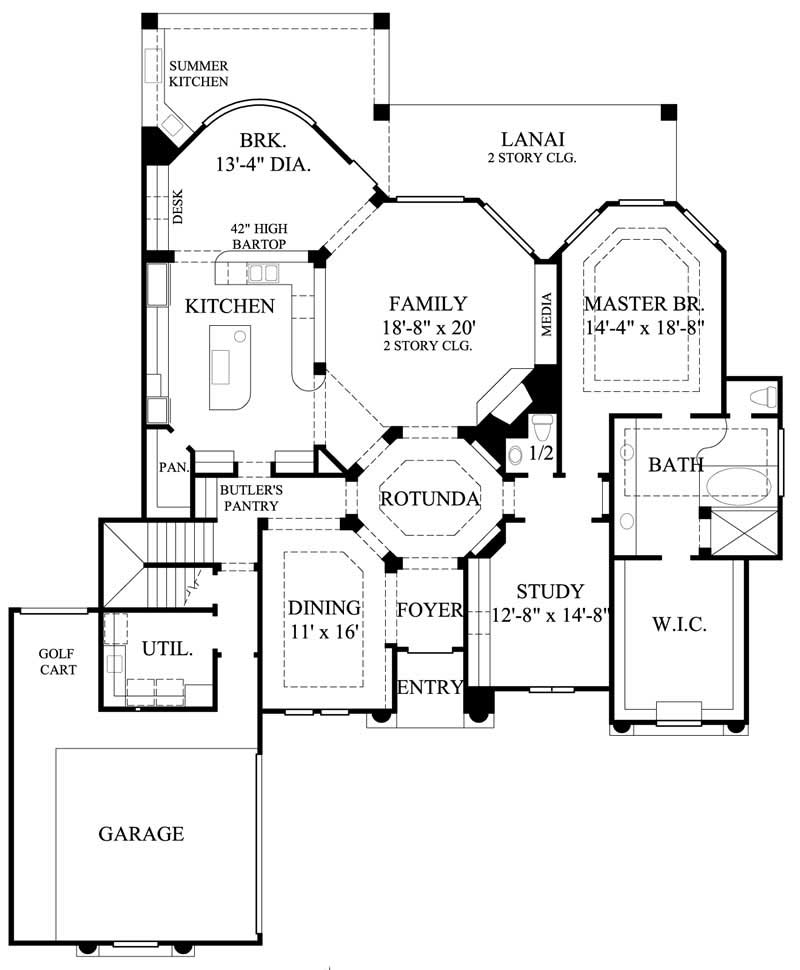 Floor Plan First Story of Mediterranean Plan #134-1061