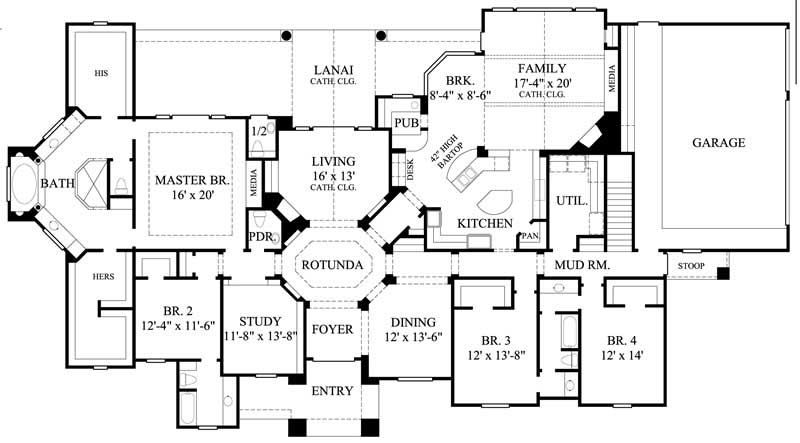 Floor Plan First Story of Luxury Plan #134-1062