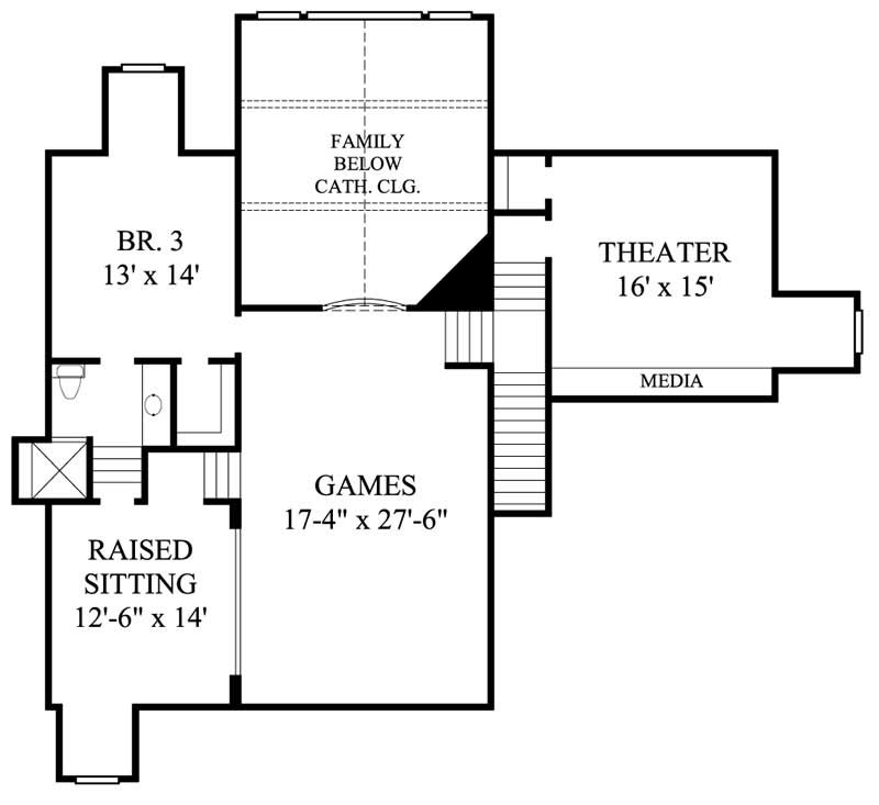 Floor Plan Second Story of Luxury Plan #134-1062
