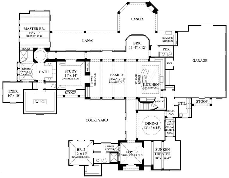 Floor Plan First Story of European Plan #134-1065