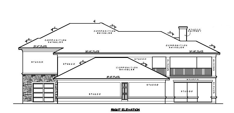 Home Plan Right Elevation of this 5-Bedroom,4978 Sq Ft Plan -134-1067