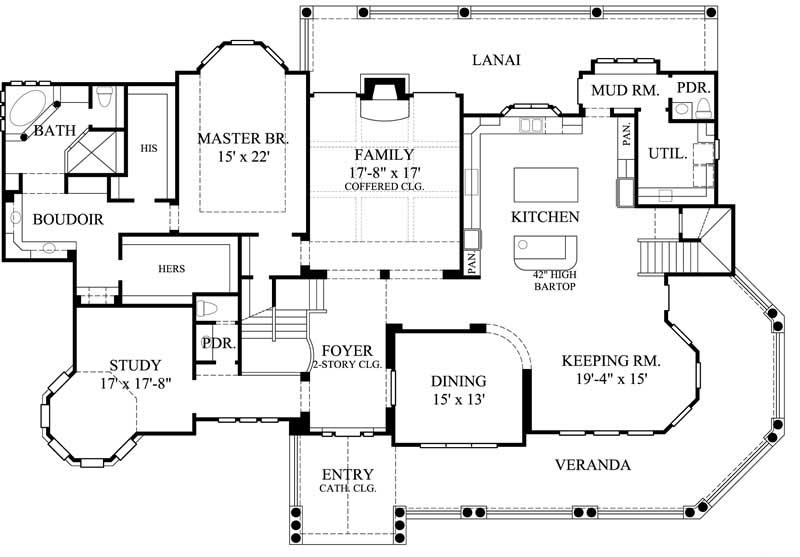 Floor Plan First Story of Victorian Plan #134-1071