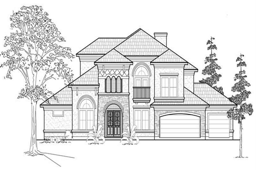 Home Plan Front Elevation of this 5-Bedroom,4486 Sq Ft Plan -134-1075