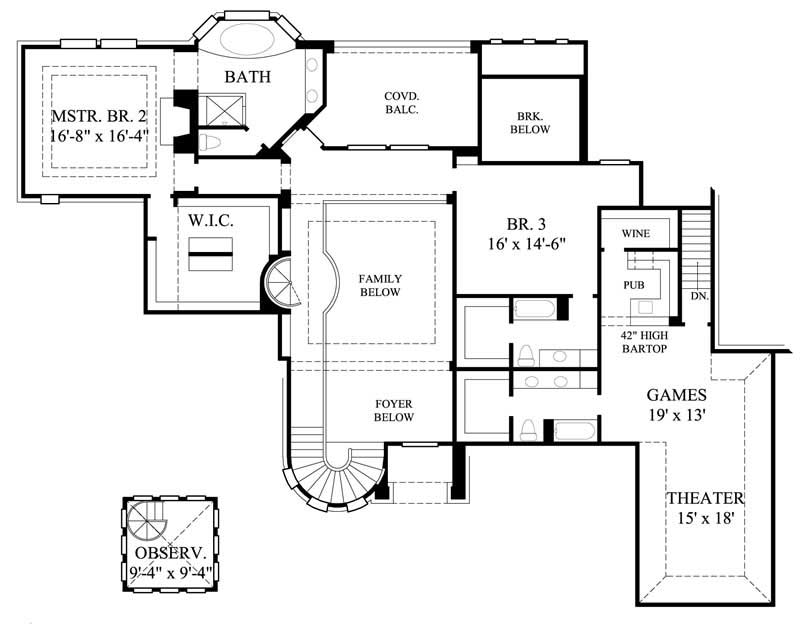 Floor Plan Second Story of Luxury Plan #134-1085