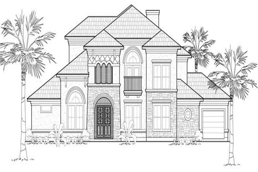 Home Plan Front Elevation of this 5-Bedroom,4486 Sq Ft Plan -134-1087