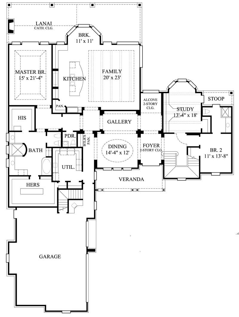 Floor Plan First Story of Farmhouse Plan #134-1089
