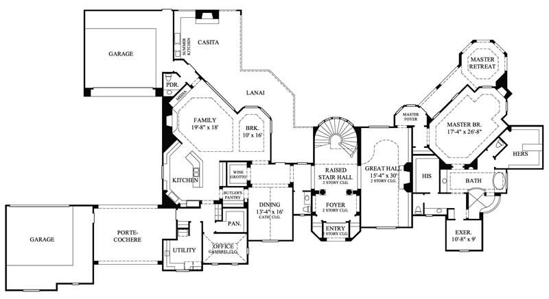 Floor Plan First Story of European Plan #134-1094