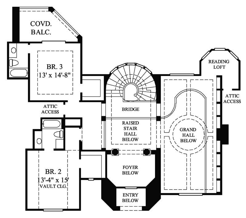 Floor Plan Second Story of European Plan #134-1094