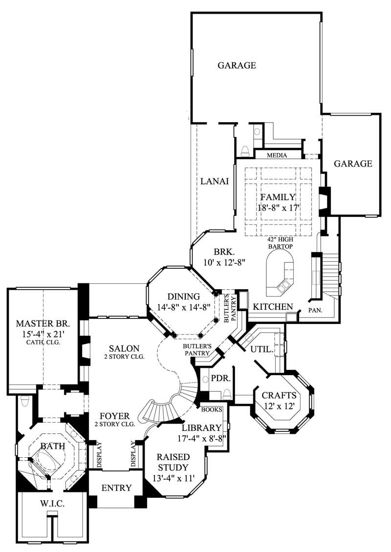 Floor Plan First Story of Mediterranean Plan #134-1095