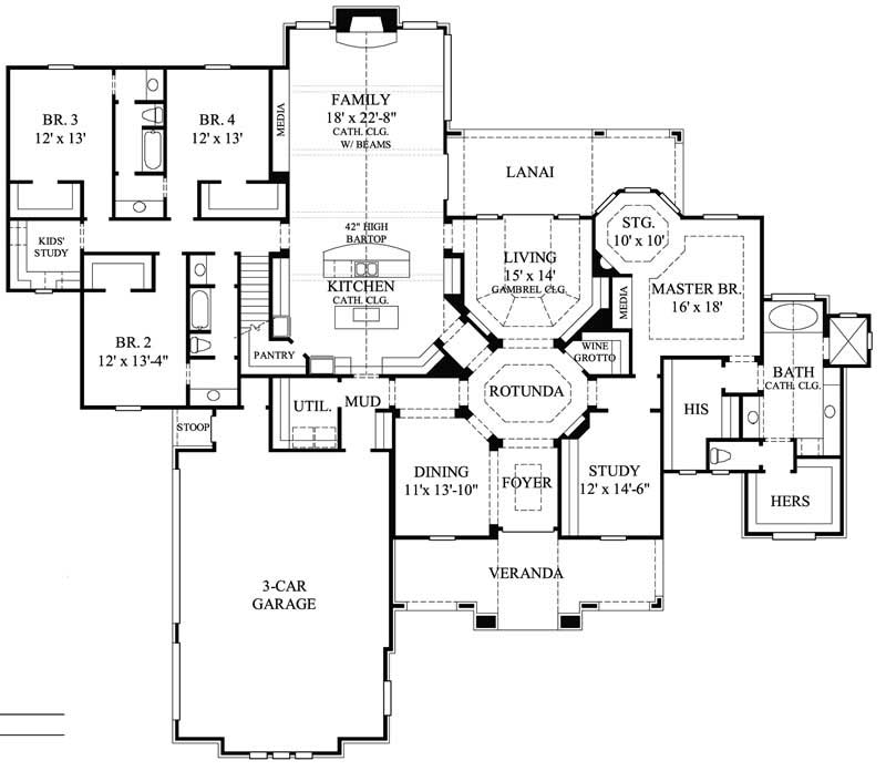 Floor Plan First Story of Contemporary Plan #134-1096