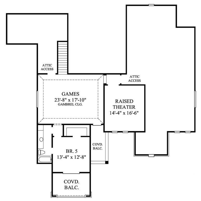 Floor Plan Second Story of Contemporary Plan #134-1096