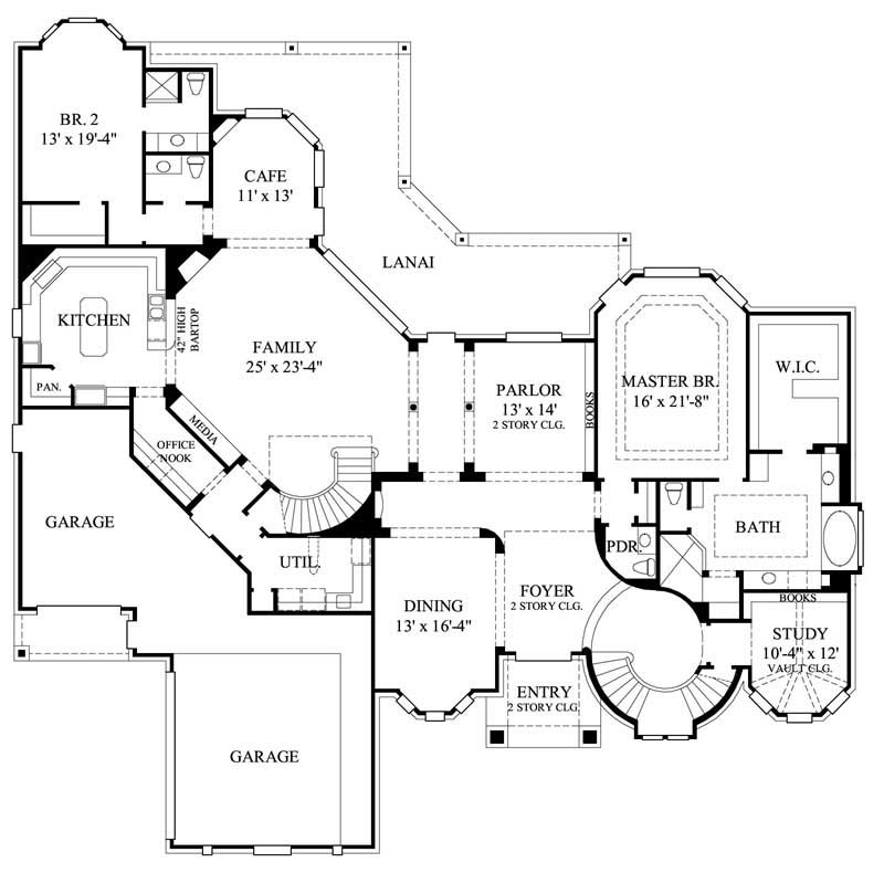 Floor Plan First Story of European Plan #134-1097