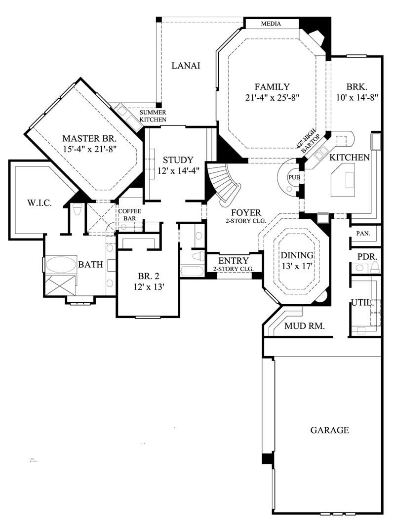 Floor Plan First Story of Mediterranean Plan #134-1099