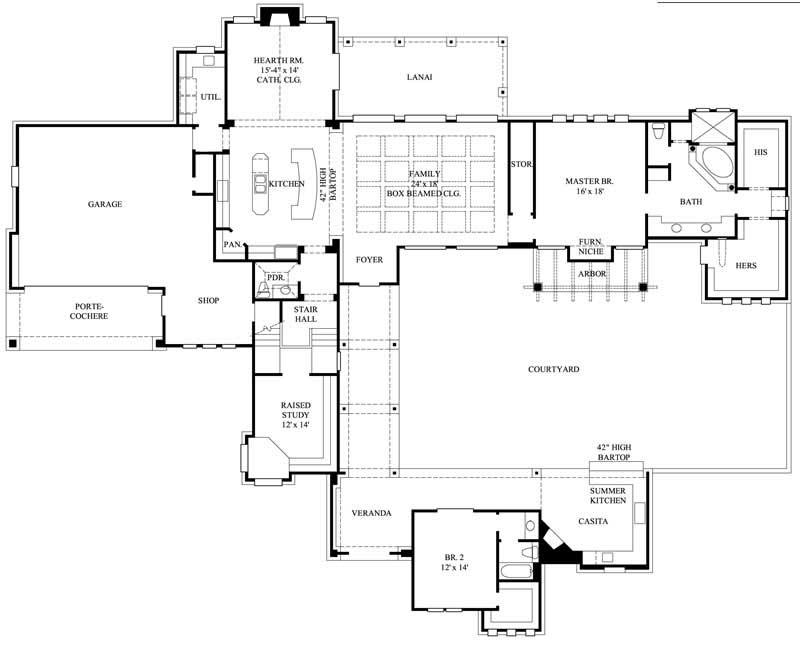 Floor Plan First Story of Craftsman Plan #134-1102