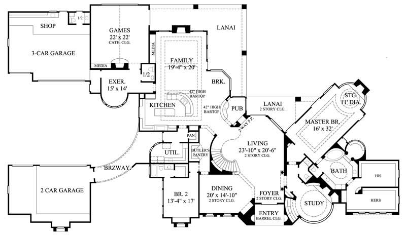 Floor Plan First Story of European Plan #134-1104