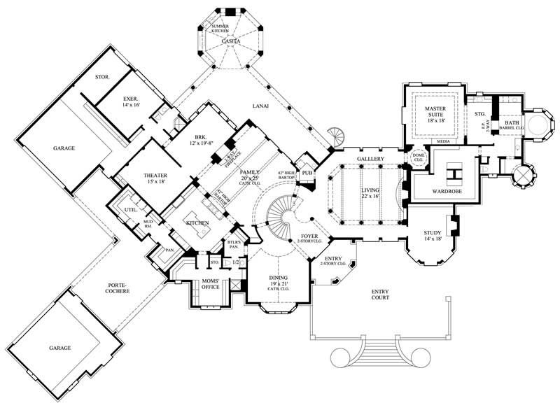 Floor Plan First Story of European Plan #134-1106