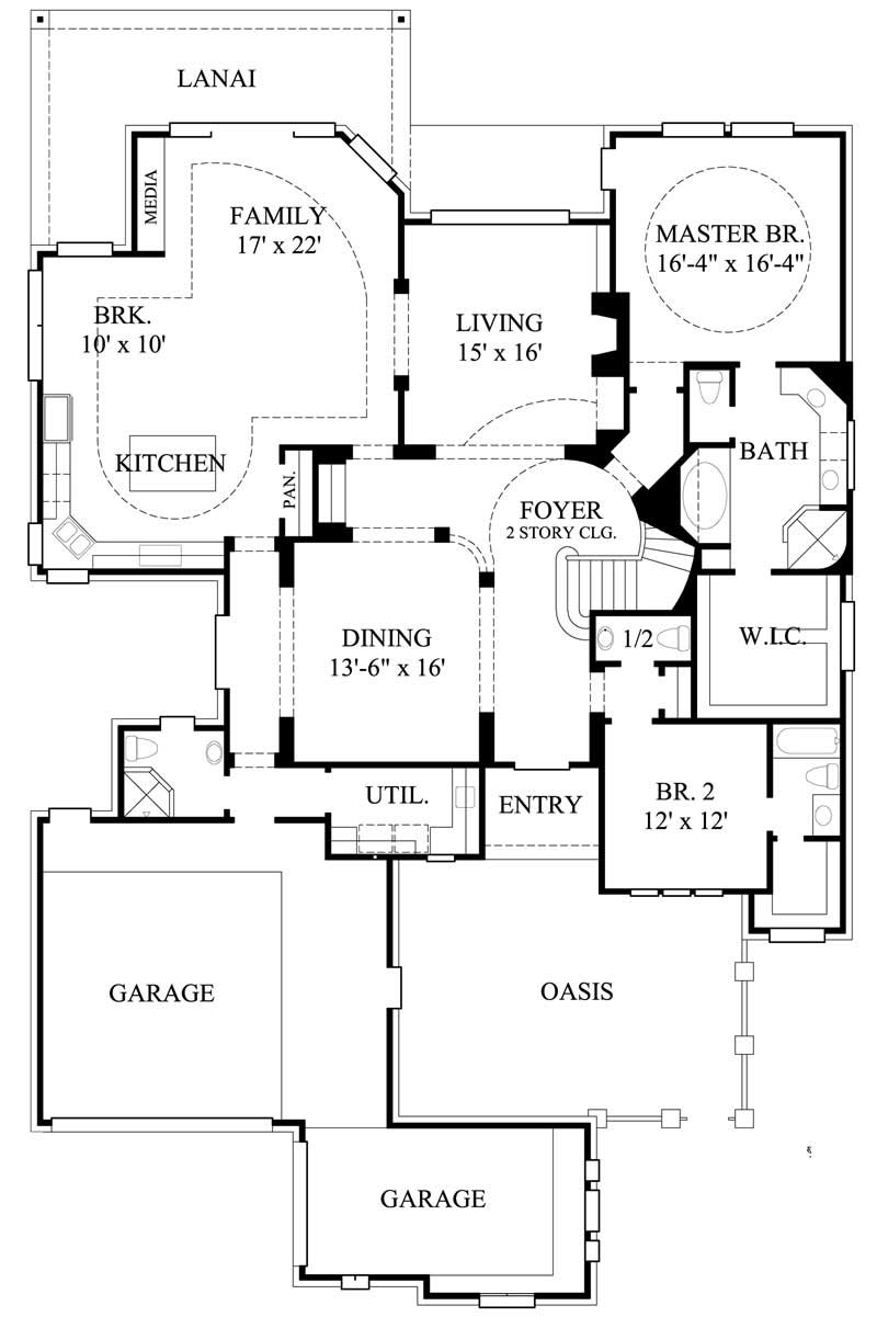 Floor Plan First Story of European Plan #134-1108
