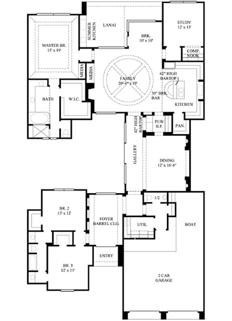 Floor Plan First Story of Mediterranean Plan #134-1109