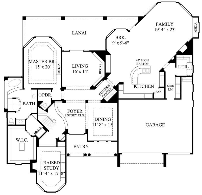 Floor Plan First Story of Luxury Plan #134-1110