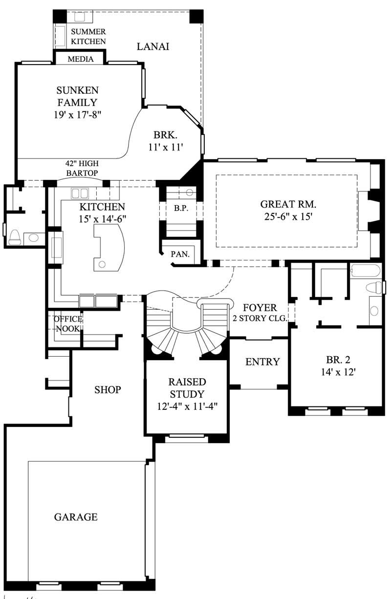 Floor Plan First Story of Mediterranean Plan #134-1112