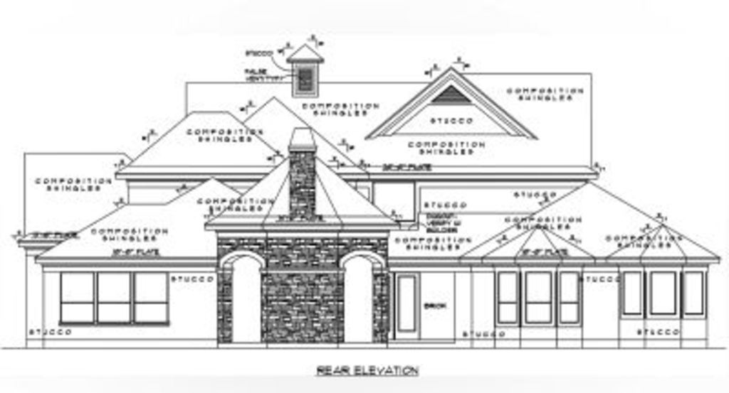 Home Plan Rear Elevation of this 4-Bedroom,4461 Sq Ft Plan -134-1114