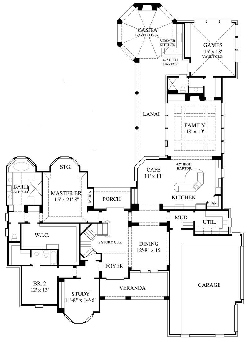 Floor Plan First Story of Luxury Plan #134-1114