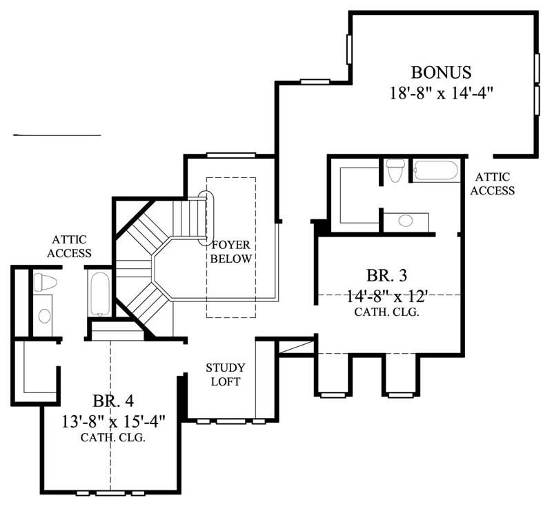 Floor Plan Second Story of Luxury Plan #134-1114