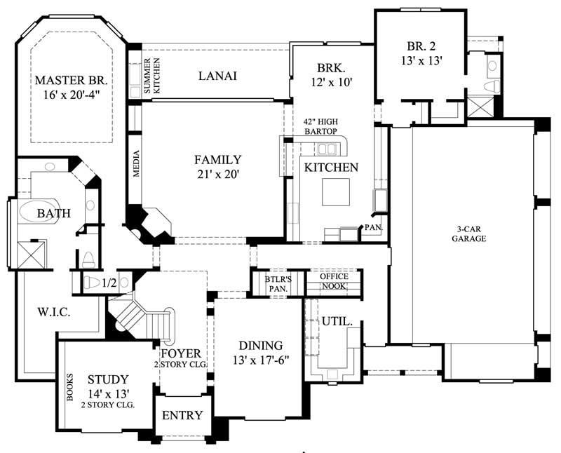 Floor Plan First Story of European Plan #134-1116