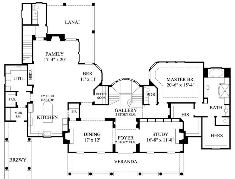 Floor Plan First Story of Country Plan #134-1118