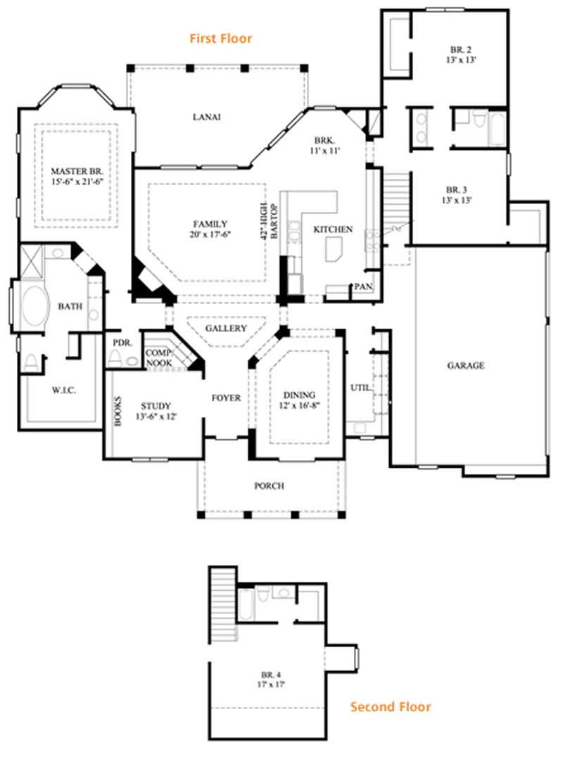 Floor Plan First Story of Country Plan #134-1119