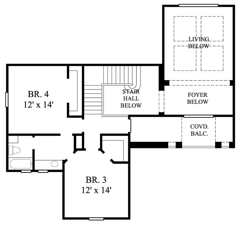 Floor Plan Second Story of Mediterranean Plan #134-1121