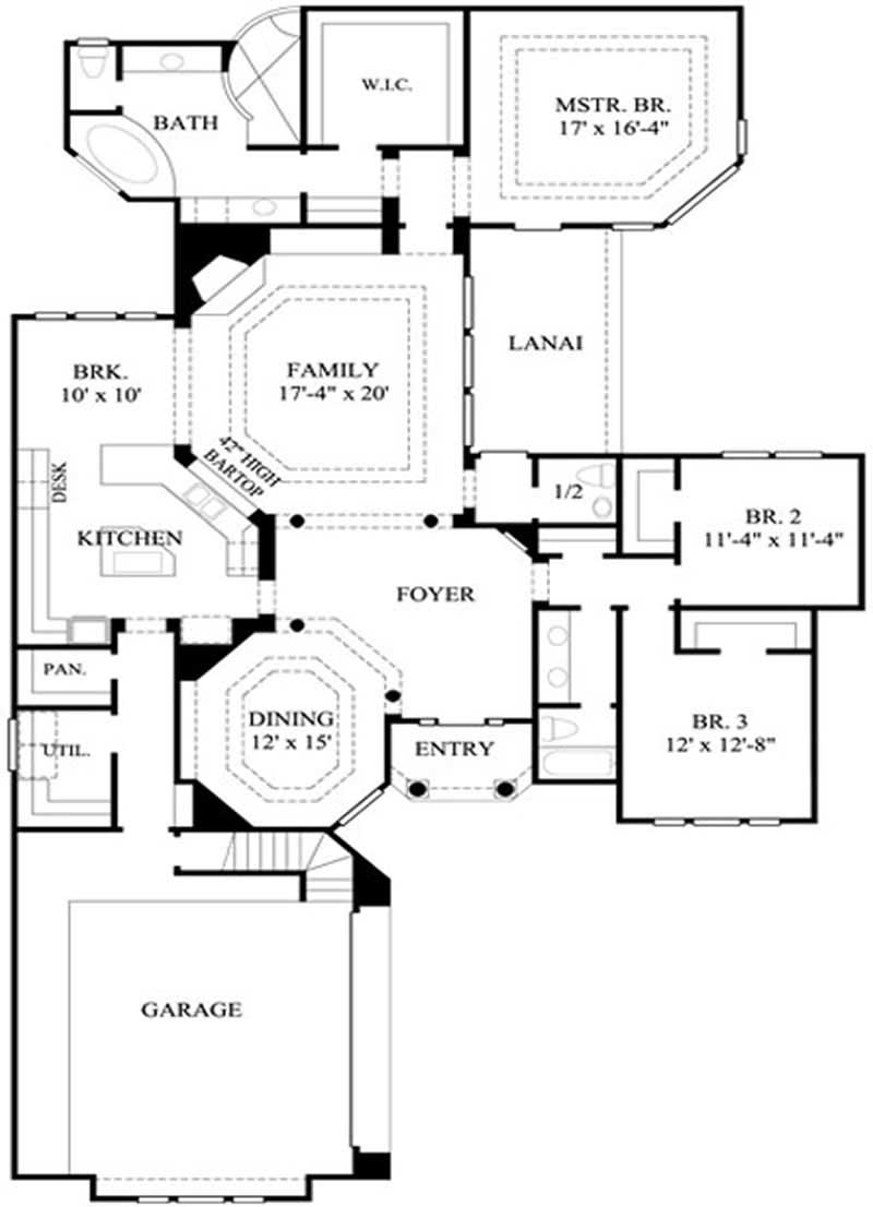 Floor Plan First Story of Ranch Plan #134-1127