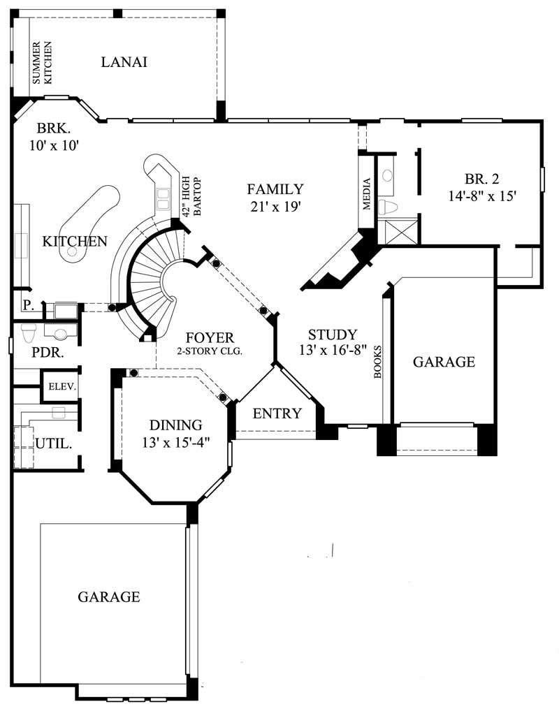 Floor Plan First Story of Mediterranean Plan #134-1128