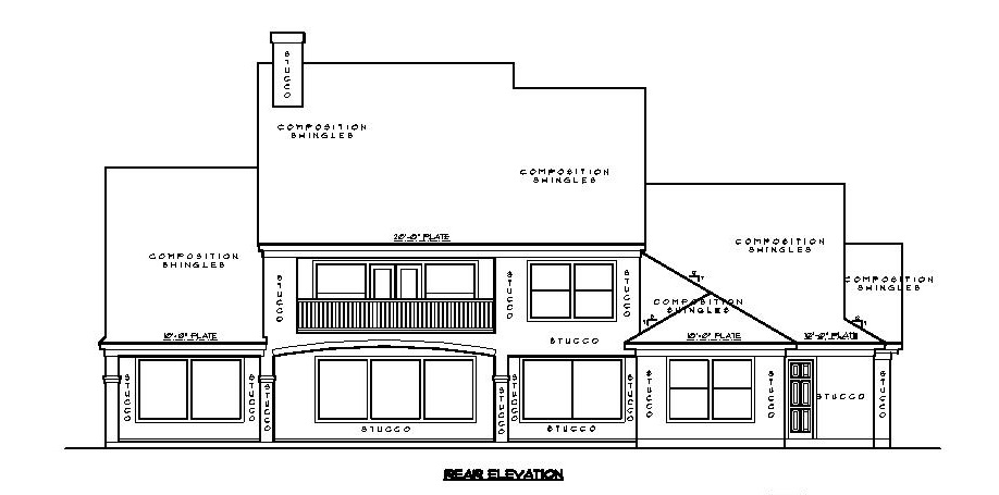 Home Plan Rear Elevation of this 5-Bedroom,4550 Sq Ft Plan -134-1130
