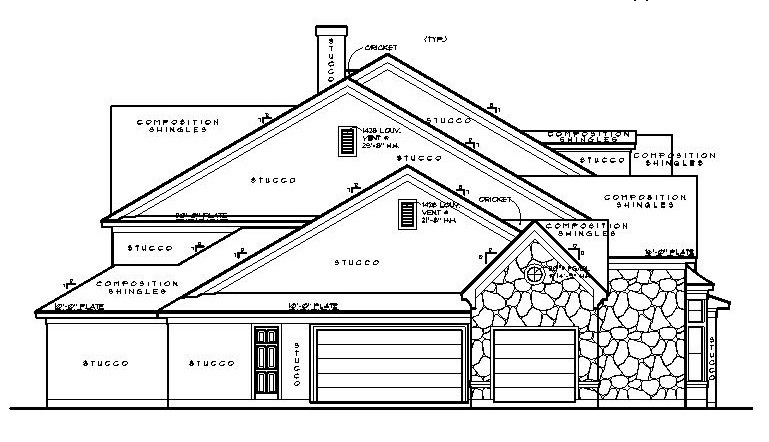 Home Plan Left Elevation of this 5-Bedroom,4550 Sq Ft Plan -134-1130