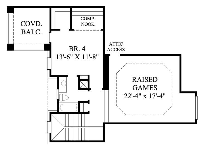 Floor Plan Second Story of Luxury Plan #134-1132