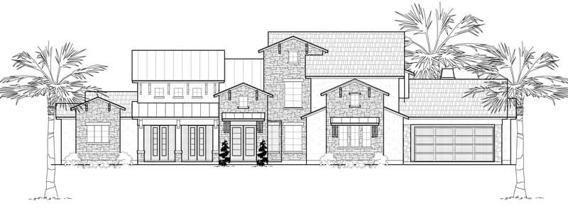 Home Plan Front Elevation of this 4-Bedroom,4530 Sq Ft Plan -134-1133