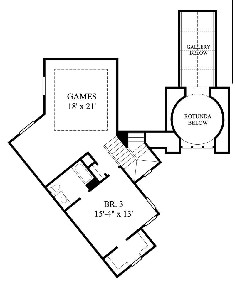Floor Plan Second Story of Mediterranean Plan #134-1135