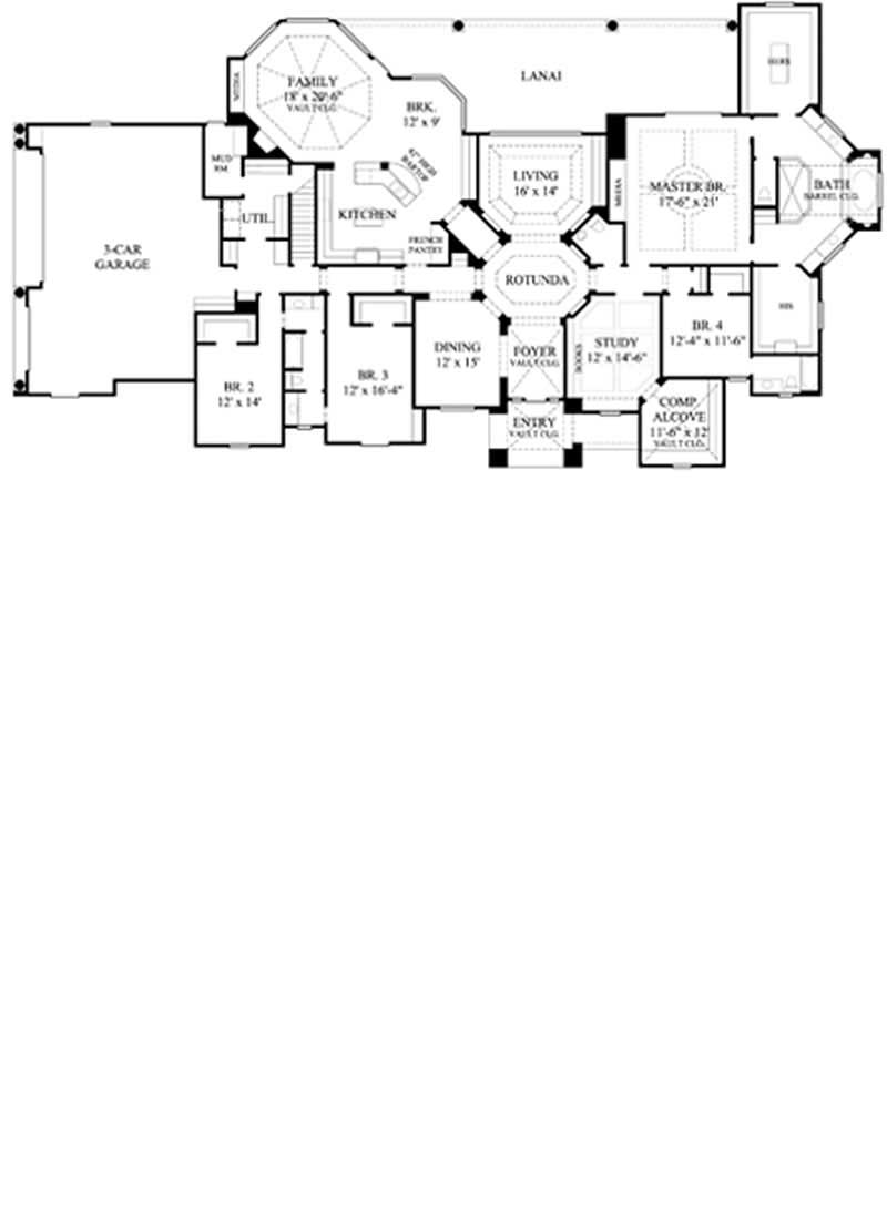 Floor Plan First Story of European Plan #134-1139